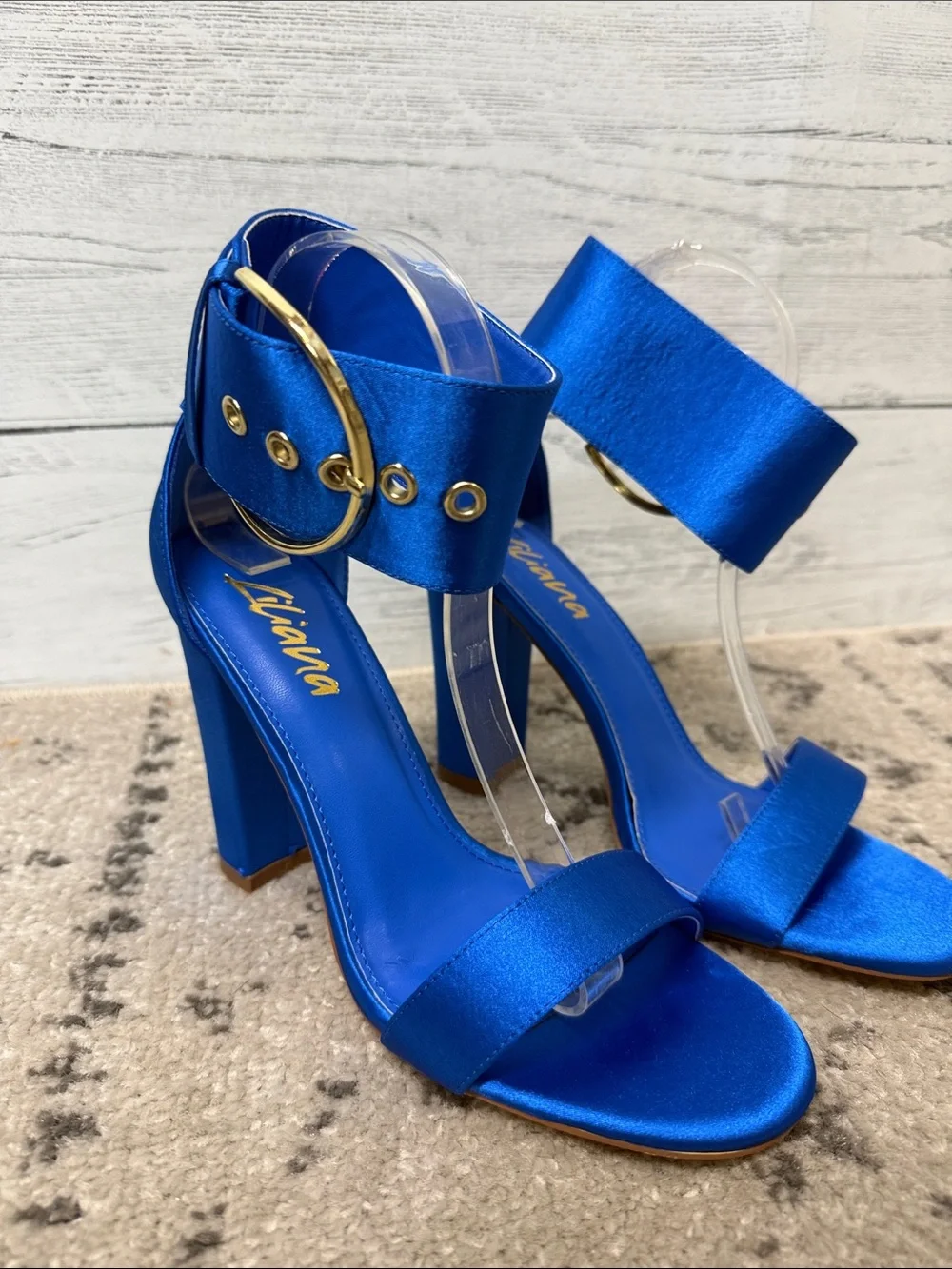 NWOT Woman’s Royal Blue Ankle-Strap Block Heels by Liliana